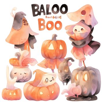 Cute Boo Word Halloween Watercolor Clipart, Boo, Word, Halloween PNG ...