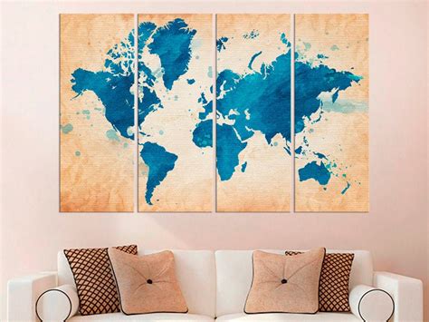 Abstract World Map Colorful World Map Canvas Map Print 5 | Etsy