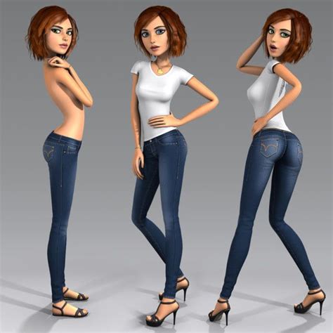 3d model cartoon character young woman | Girls characters, Girl cartoon, Female character design