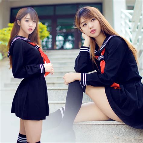 2017 Japanese Sailor Suit School Uniform COSPLAY Classial Navy and White Long sleeve Uniform Cos ...