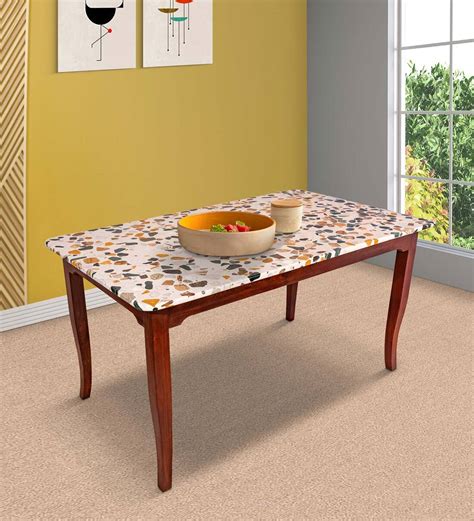Buy Terrazzo Deluxe 6 Seater Marble Top Dining Table in Multi Colour at 26% OFF by Crafted ...