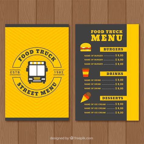 Free Vector | Food truck menu design