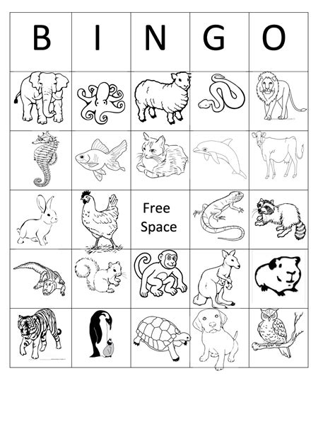 Image result for bingo sheet animals | Bingo for kids, Bingo cards ...