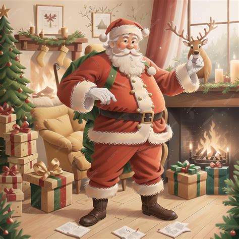 Premium AI Image | A cartoon of santa claus with a deer on his back