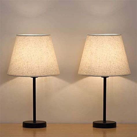 Buy HAITRAL Bedside Table Lamps - Small Nightstand Lamps Set of 2 with Fabric Shade Bedside Desk ...