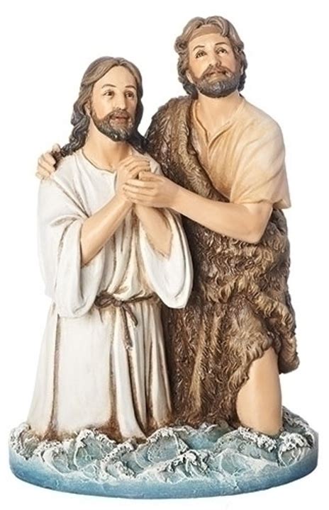 Baptism of Jesus Statue with St. John The Baptist - 8.25 Inch - Stone Resin Mix