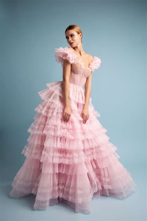 Pale pink tulle ballgown. | Evening dresses, Tulle dress, Tulle ruffle dress