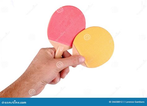 Hand Holds Two Table Tennis Rackets Stock Photo - Image of match, white ...