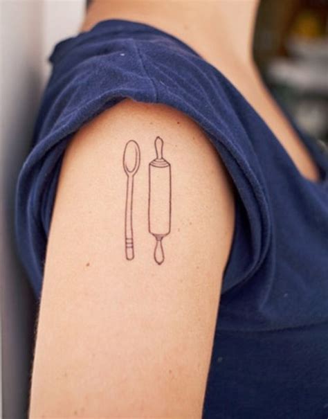 Rolling pin and spoon tattoo... maybe a whisk instead of spoon? | Tattoos, Baking tattoo ...