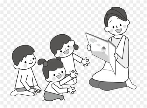 Japanese Storytime - Story Time Black And White, HD Png Download ...