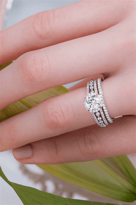 Triple Row Engagement Ring | Round diamond engagement rings halo, Classic engagement rings ...