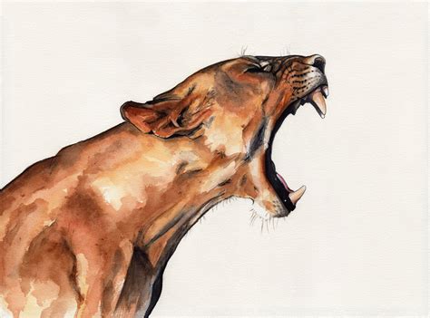 Lioness Roaring Art