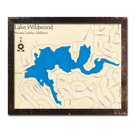 Lake Wildwood, CA Wood Map | 3D Topographic Wooden Charts