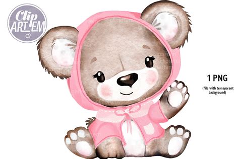 Girl Teddy Bear in Pink Brown Clip Art Gráfico por clipArtem · Creative Fabrica