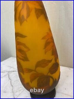 Art Nouveau Glass Vase with Flowers and Butterfly, Signed | Glass Vase ...
