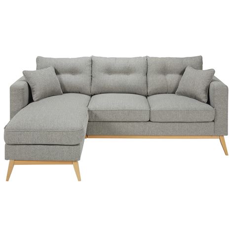 Skandinavisches modulares 4/5-Sitzer Ecksofa mit hellgrau meliertem ...