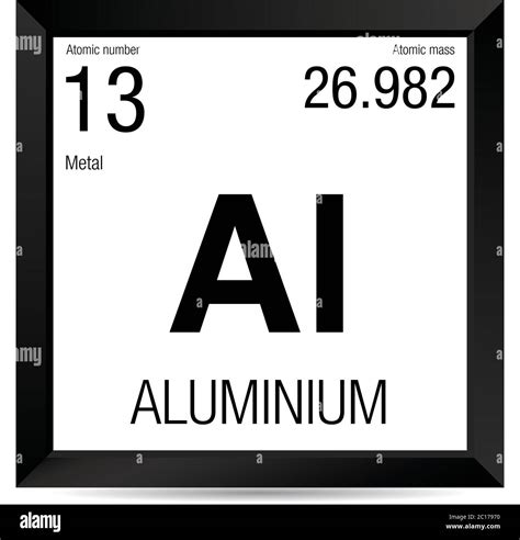 Aluminium symbol. Element number 13 of the Periodic Table of the Elements - Chemistry - Black ...