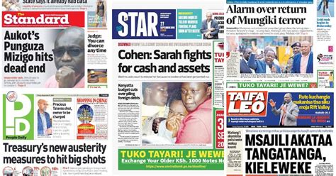 Kenyan newspapers review for Friday: 2 Kiambu politicians claiming KSh 35M debt emerge in Tob ...