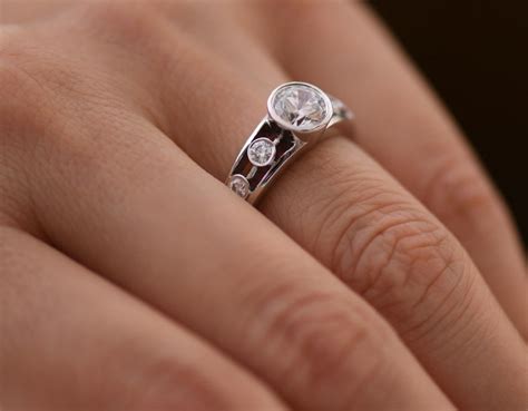Bezel Set Diamond Engagement Ring With Diamond Accents - Christopher Duquet Fine Jewelry