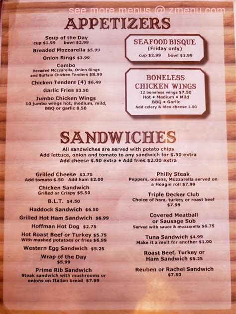 Menu at Knotty Pine Diner restaurant, Wampsville