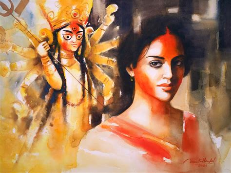 Durga puja painting | Durga festival drawing | AnantaMandal.com