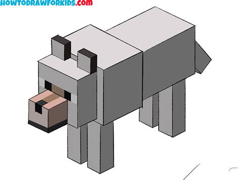 How to Draw a Wolf from Minecraft - Drawing Tutorial For Kids