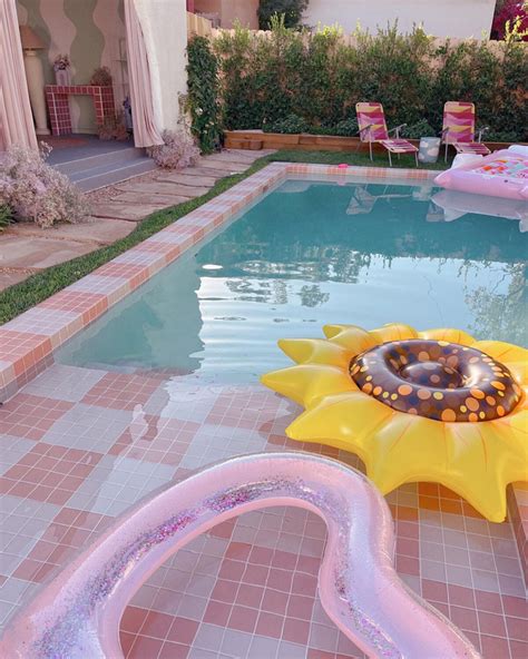 Samantha Klein: Checkered Pink Pool Tile in 2022 | Pool tile, Pool ...