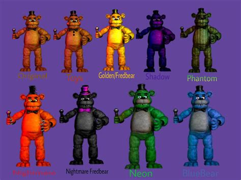 All Variations Of Freddy Fazbear by jakesmithgg on DeviantArt