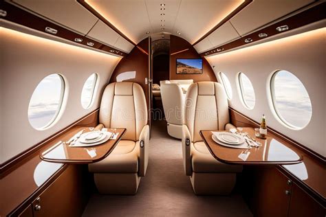 Business Jet Interior with Sleek and Modern Design, Featuring Leather ...