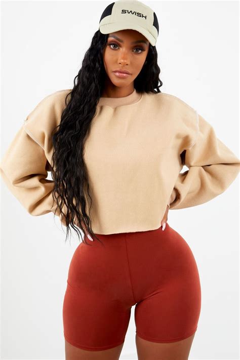 Thick Cropped Crew Neck - Sand Cute Swag Outfits, Sexy Outfits, Top Outfits, Fashion Outfits ...