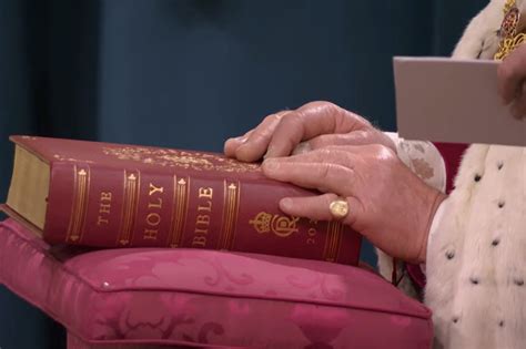 King Charles takes Coronation oath with 'sausage fingers' on Bible