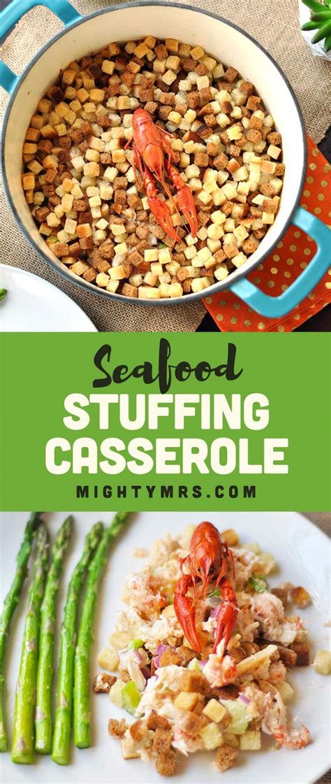 Seafood Stuffing Casserole - Mighty Mrs | Super Easy Recipes