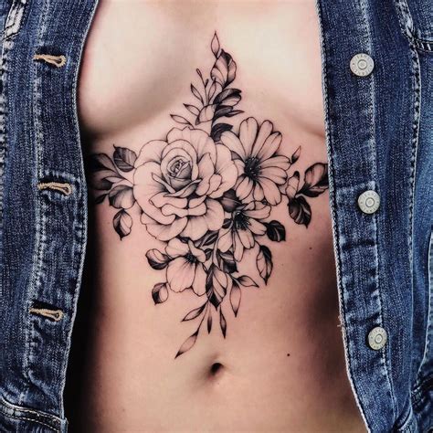 22+ Floral Sternum Tattoo