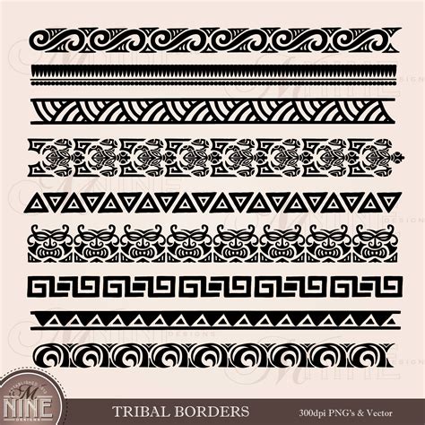 TRIBAL BORDERS Clipart Polynesian Clipart Borders Hawaiian | Etsy