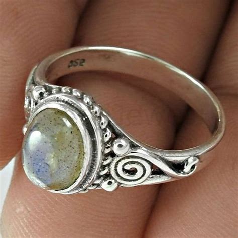 Gray Labradorite Ring 925 Sterling Silver Oval Gemstone - Etsy UK