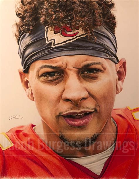 Patrick Mahomes Colored Pencil Drawing Print Numbered to 300 | Etsy