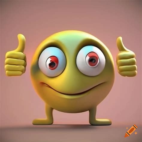 Thumbs-up emoticon. anthropomorphic. 3d on Craiyon