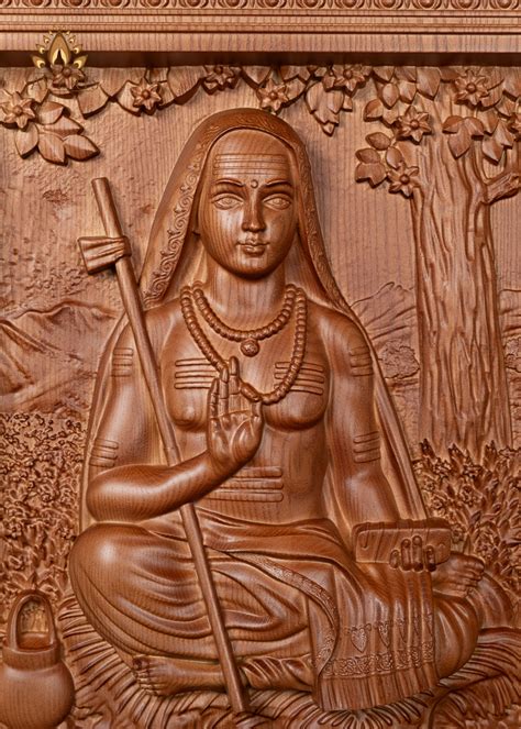 Adi Shankara Wood Carving 20"H x 16"W - Wood Wall Panel of Shankara ...