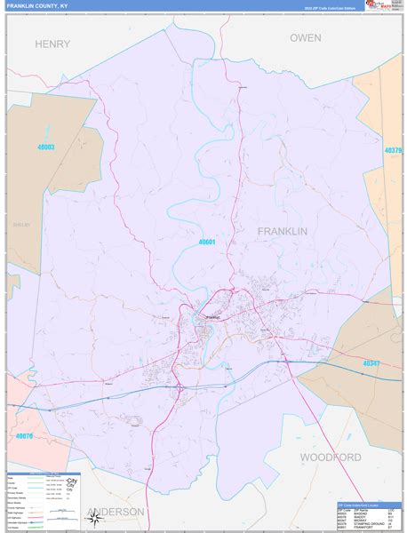 Franklin County, KY Wall Map Color Cast Style by MarketMAPS - MapSales