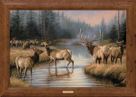 Autumn Mist Elk Framed Canvas Art Print Wall Art - Wall Decor - Wild Wings