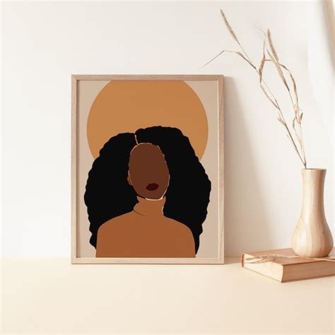 Afro American Abstract Art Black Girl Illustration Afro - Etsy