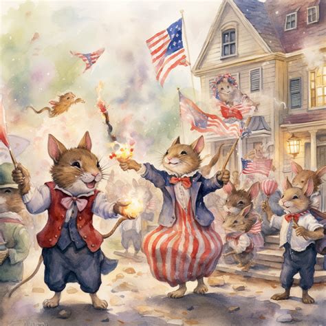 Independence Day Mice Art Print Free Stock Photo - Public Domain Pictures