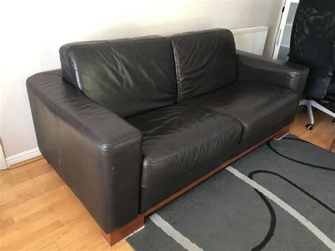 DFS REAL LEATHER SOFA BED / 2 SEATER SOFA AND BUILT IN MATTRESS 160X200 ...