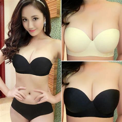 fashion sexy push up bra ladies seamless half cup bras strapless lingerie backless women ...