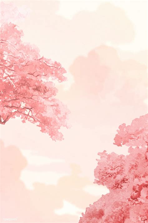 Pastel tree and cloud background | premium image by rawpixel.com / kwanloy | Pink clouds ...