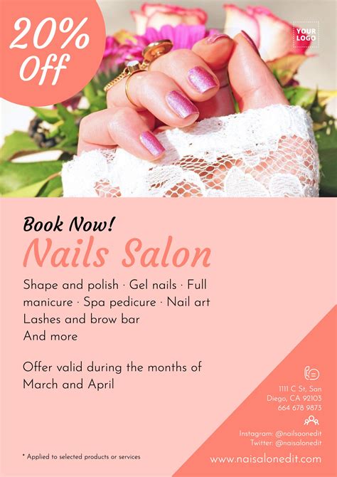 Nails salon poster with discounts | Nail salon, Nail salon and spa, Nails