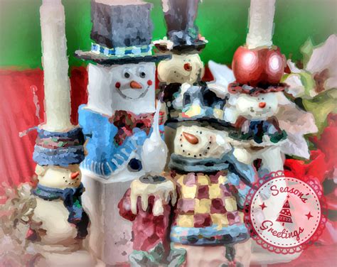 Seasons Greetings Snowmen Free Stock Photo - Public Domain Pictures