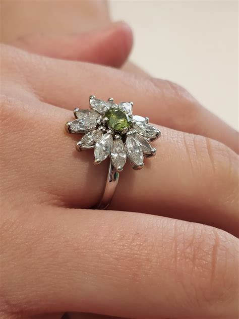 Flower diamond engagement ring set with 0.55 carat Fancy | Etsy