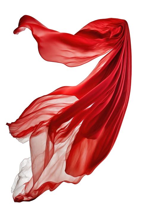 A flowing red silk fabric appears to be suspended in mid-air, its exquisite beauty showcased ...