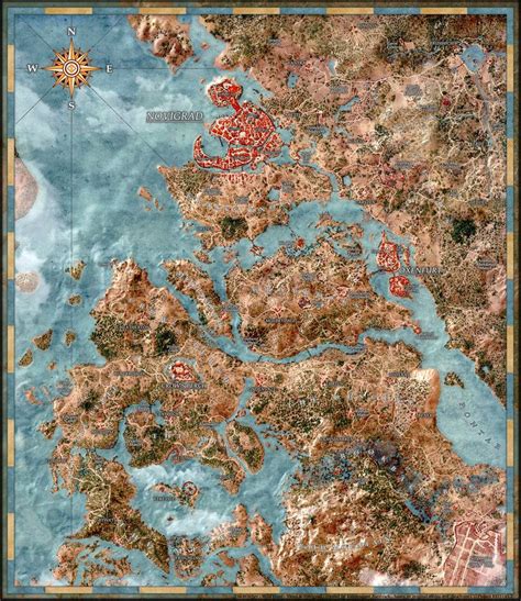 Witcher Wild Hunt Map Velen Novigrad - postersize by ...